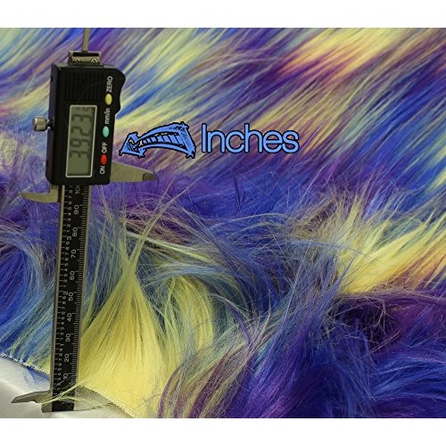 Faux Fur Fabric Long Pile 3 Tone Rainbow Yellow Blue Purple / 60 ...